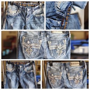 Rock Revival Betty SZ 26 Skinny Crop Denim Blue Jeans Distressed D31